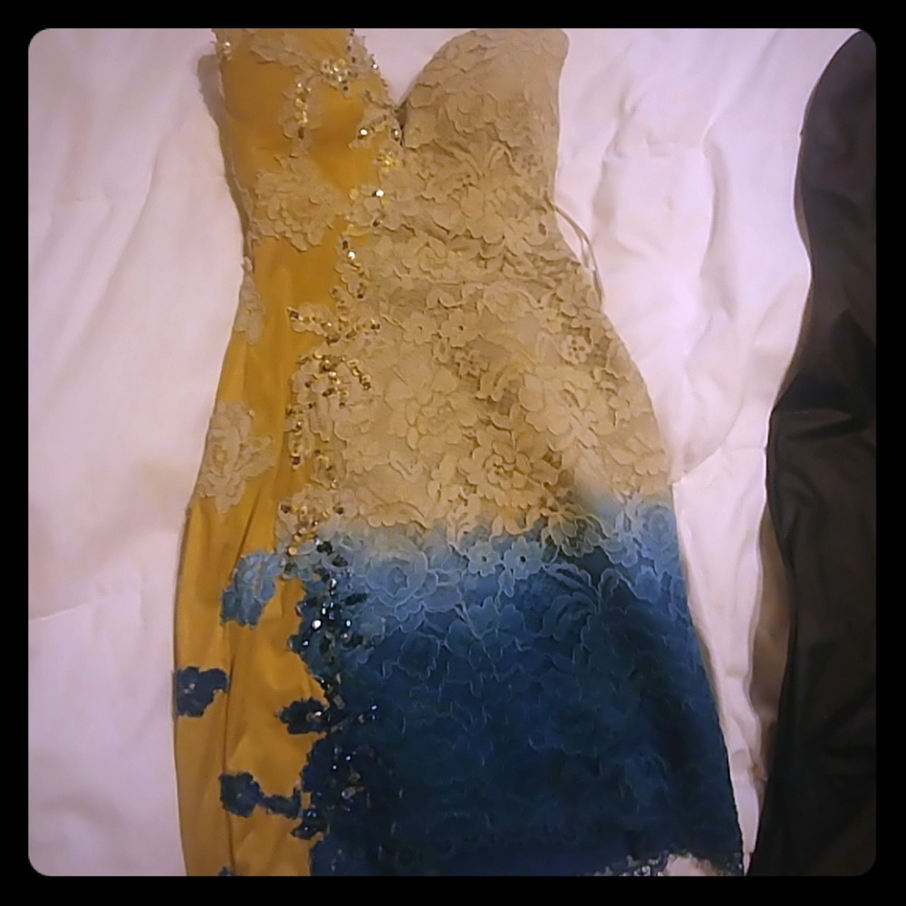 Strapless lace beaded dress